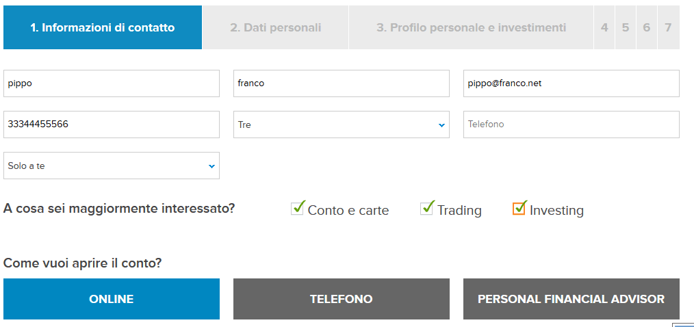 aprire un conto fineco online